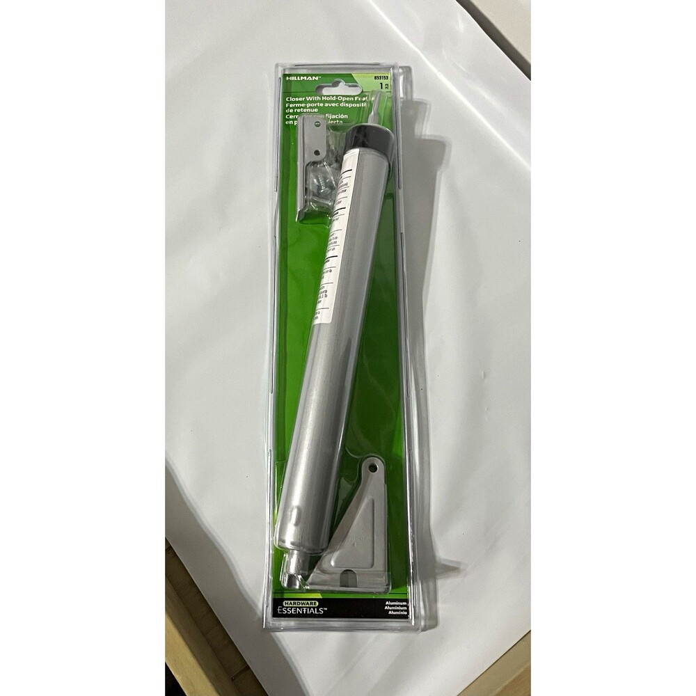 Hillman 853153 Hydraulic Door Closer Hold-Open Brushed Silver Aluminum